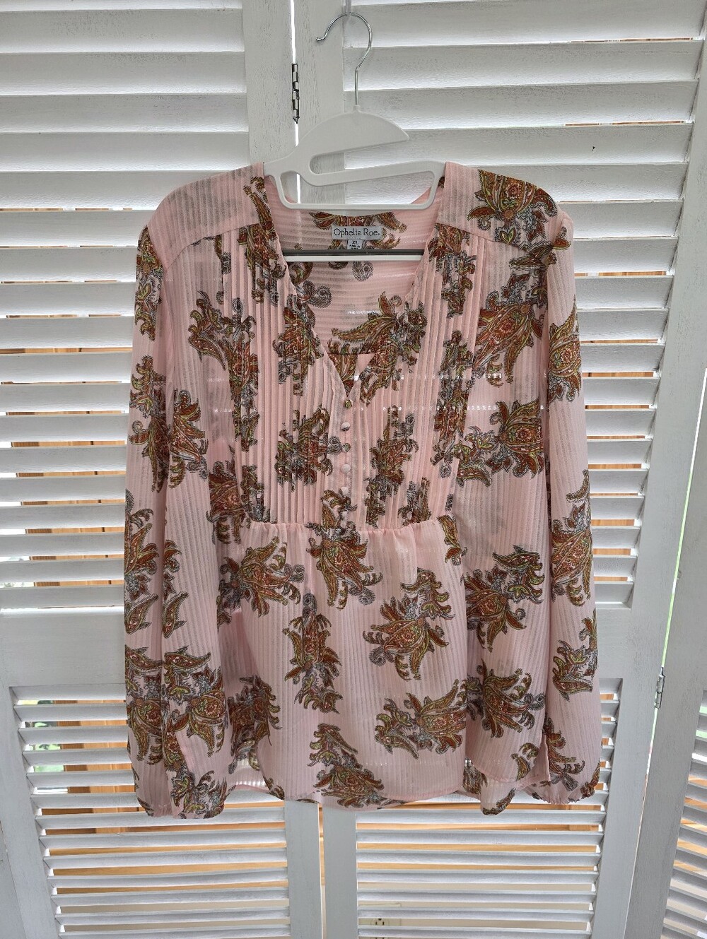 Ophelia Roe Women's Floral Long Sleeve Top Size XL